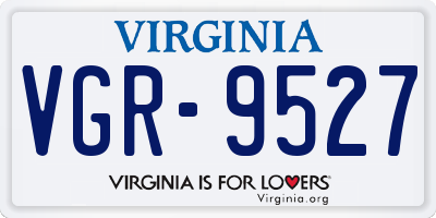 VA license plate VGR9527
