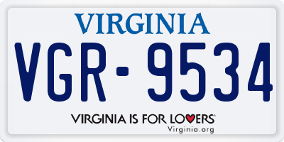 VA license plate VGR9534