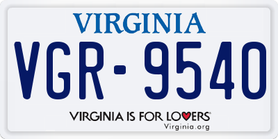 VA license plate VGR9540
