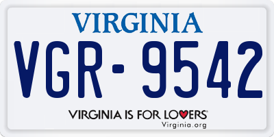 VA license plate VGR9542