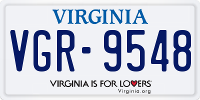 VA license plate VGR9548