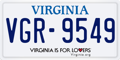 VA license plate VGR9549