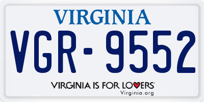 VA license plate VGR9552