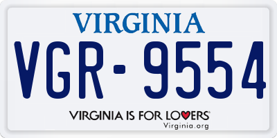 VA license plate VGR9554