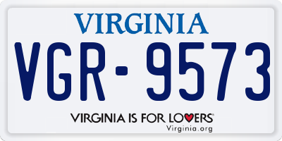 VA license plate VGR9573