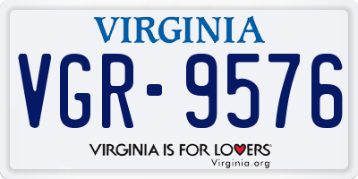 VA license plate VGR9576