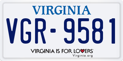 VA license plate VGR9581