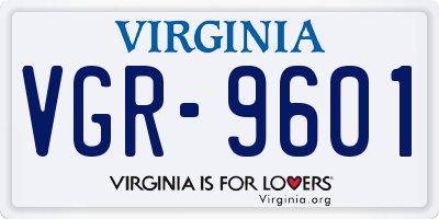 VA license plate VGR9601