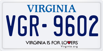 VA license plate VGR9602