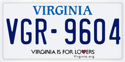 VA license plate VGR9604