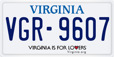 VA license plate VGR9607