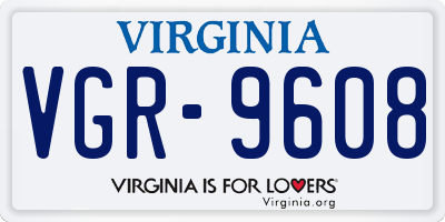 VA license plate VGR9608