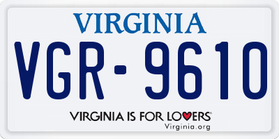VA license plate VGR9610