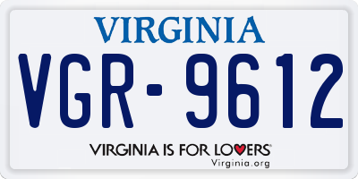 VA license plate VGR9612