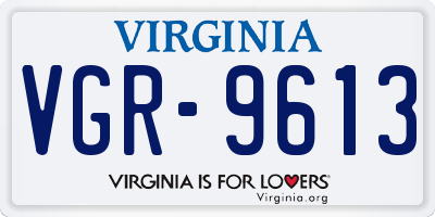 VA license plate VGR9613