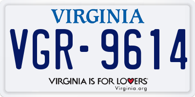 VA license plate VGR9614