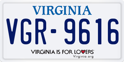 VA license plate VGR9616