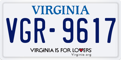 VA license plate VGR9617