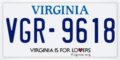 VA license plate VGR9618