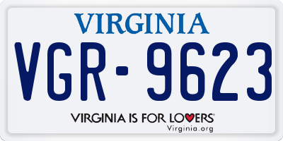 VA license plate VGR9623