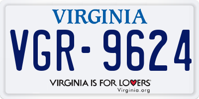 VA license plate VGR9624