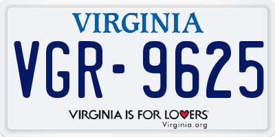 VA license plate VGR9625