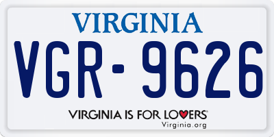 VA license plate VGR9626