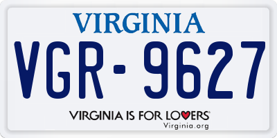 VA license plate VGR9627