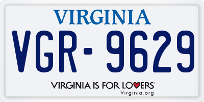 VA license plate VGR9629
