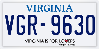 VA license plate VGR9630