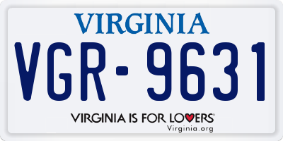VA license plate VGR9631