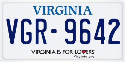 VA license plate VGR9642