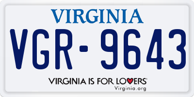VA license plate VGR9643
