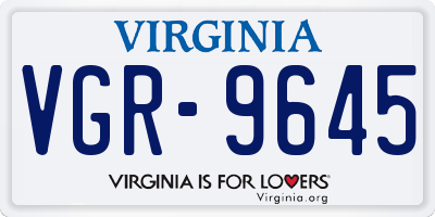 VA license plate VGR9645