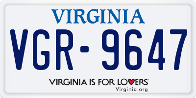 VA license plate VGR9647