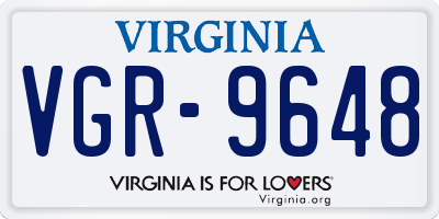 VA license plate VGR9648