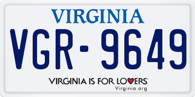 VA license plate VGR9649