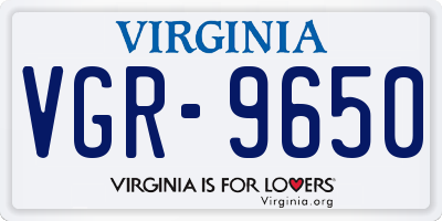VA license plate VGR9650
