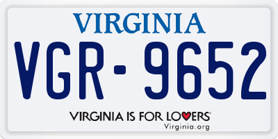 VA license plate VGR9652