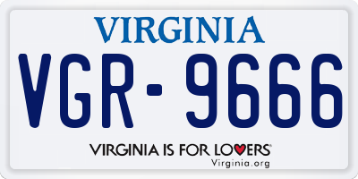 VA license plate VGR9666