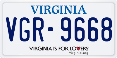 VA license plate VGR9668