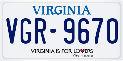 VA license plate VGR9670