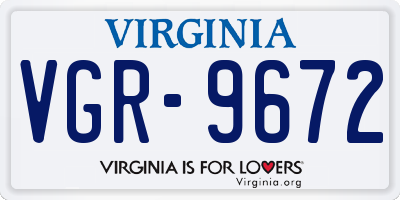 VA license plate VGR9672