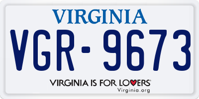 VA license plate VGR9673