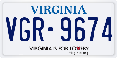 VA license plate VGR9674