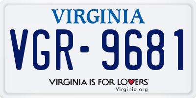 VA license plate VGR9681