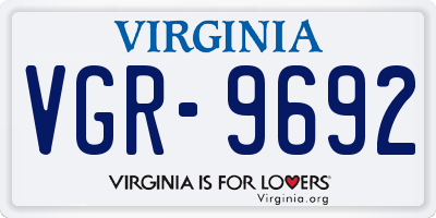 VA license plate VGR9692