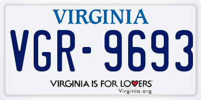 VA license plate VGR9693