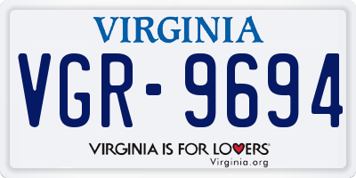 VA license plate VGR9694