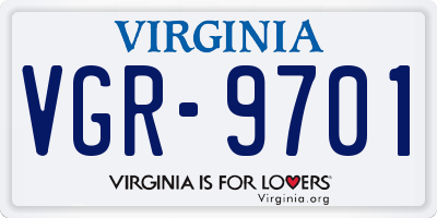 VA license plate VGR9701